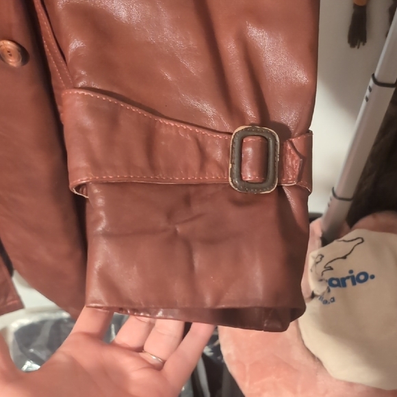 Men's Brown Vintage Leather Trench Coat By Victoria Leather - Picture 5 of 14